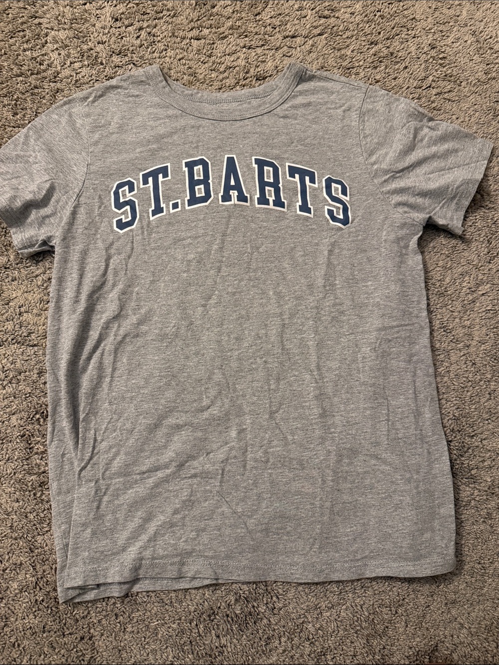 Zoe + Liv Heather Gray Tee with Navy 'ST.BARTS' Graphic